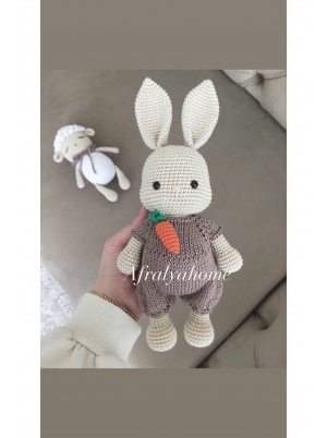 Tavşan Uyku Arkadaşı Amigurumi Organik Oyuncak 25 Cm