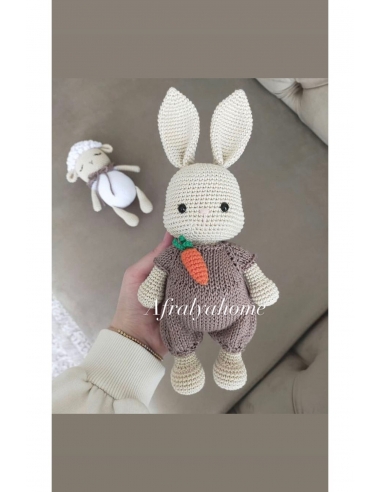 Tavşan Uyku Arkadaşı Amigurumi Organik Oyuncak 25 Cm