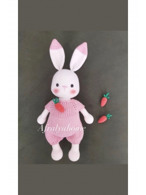 Büyük Tavşan Uyku Arkadaşı Amigurumi Organik Oyuncak 25 Cm