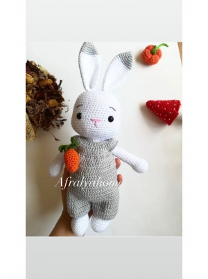 Tavşan Uyku Arkadaşı Amigurumi Organik Oyuncak 25 Cm