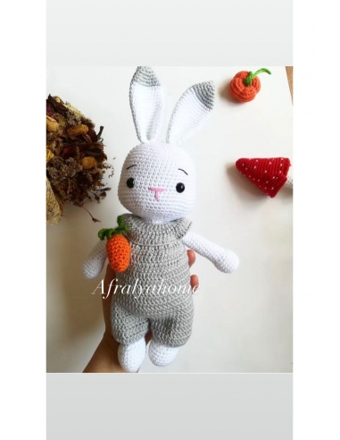 Tavşan Uyku Arkadaşı Amigurumi Organik Oyuncak 25 Cm