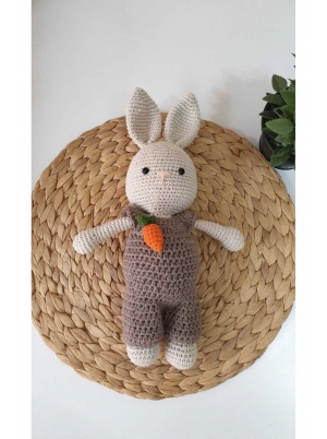 Büyük Tavşan Uyku Arkadaşı Amigurumi Organik Oyuncak 25 Cm