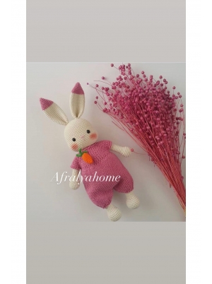 Büyük Tavşan Uyku Arkadaşı Amigurumi Organik Oyuncak 25 Cm